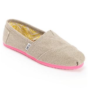 Toms Classics Grey Farrin & Pink Woven Slip Ons
